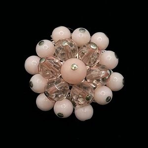 VINTAGE Pink Beaded Button Cover